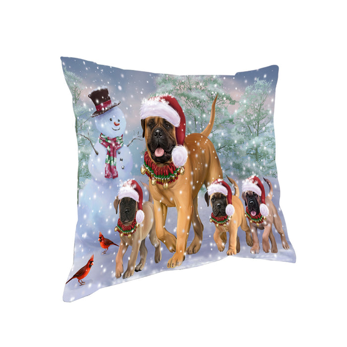 Christmas Running Family Bullmastiffs Dog Pillow PIL80840