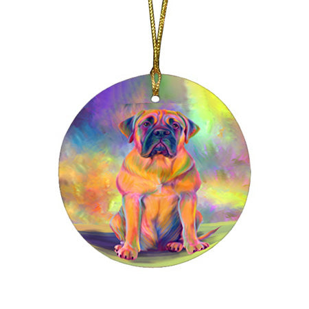 Paradise Wave Bullmastiff Dog Round Flat Christmas Ornament RFPOR56420