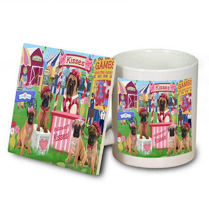 Carnival Kissing Booth Bullmastiffs Dog Mug and Coaster Set MUC56274