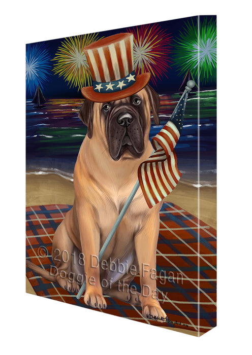 4th of July Independence Day Firework Bullmastiff Dog Canvas Wall Art CVS55335