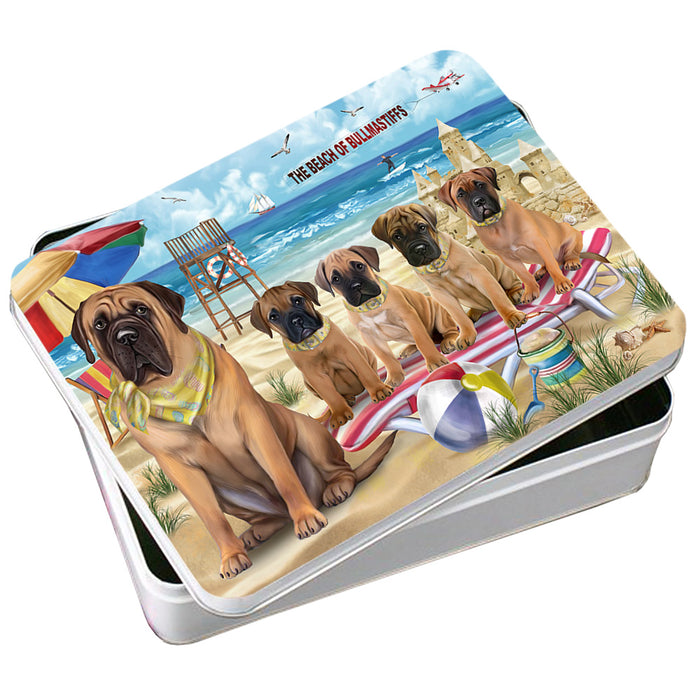 Pet Friendly Beach Bullmastiffs Dog Photo Storage Tin PITN50016