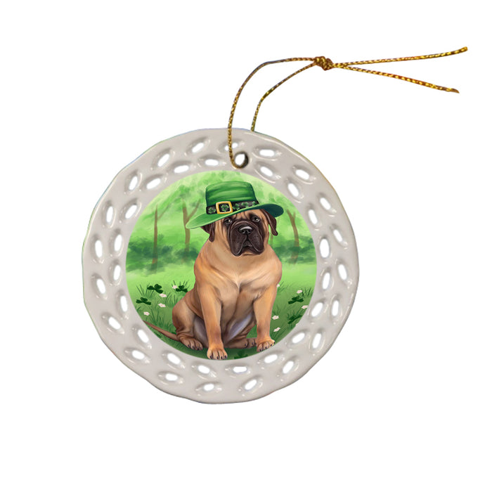 St. Patricks Day Irish Portrait Bullmastiff Dog Ceramic Doily Ornament DPOR48755