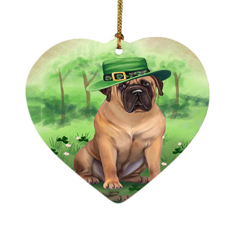 St. Patricks Day Irish Portrait Bullmastiff Dog Heart Christmas Ornament HPOR48755