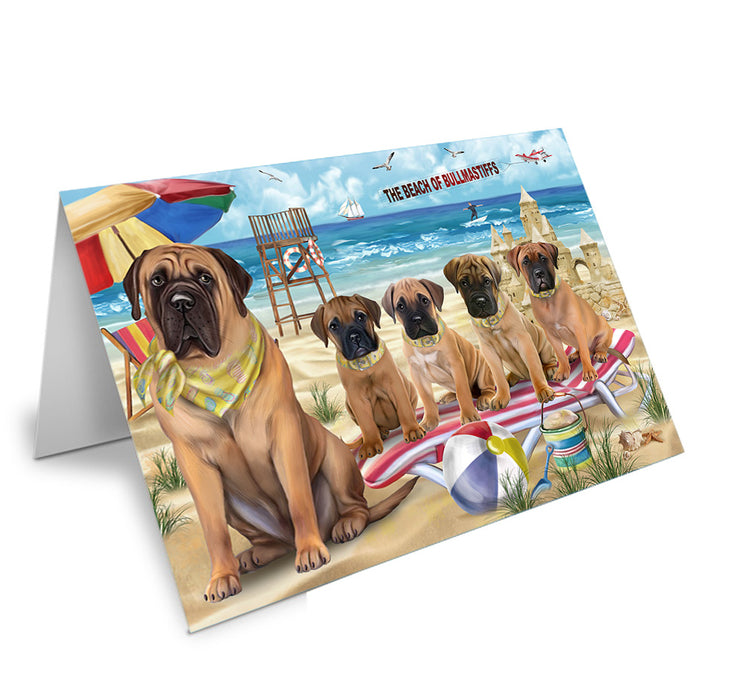 Pet Friendly Beach Bullmastiffs Dog Handmade Artwork Assorted Pets Greeting Cards and Note Cards with Envelopes for All Occasions and Holiday Seasons GCD54077