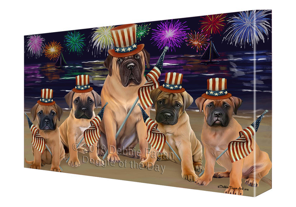 4th of July Independence Day Firework Bullmastiffs Dog Canvas Wall Art CVS55344
