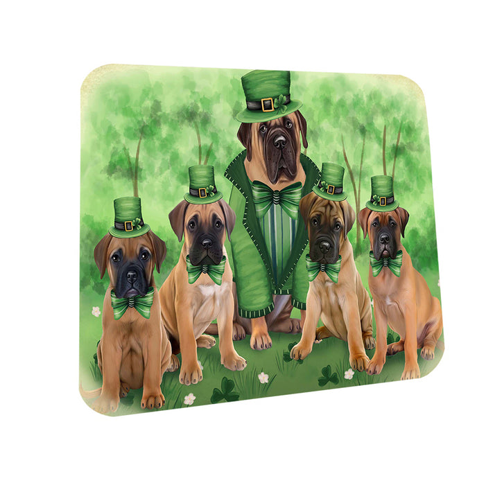 St. Patricks Day Irish Family Portrait Bullmastiffs Dog Coasters Set of 4 CST48715