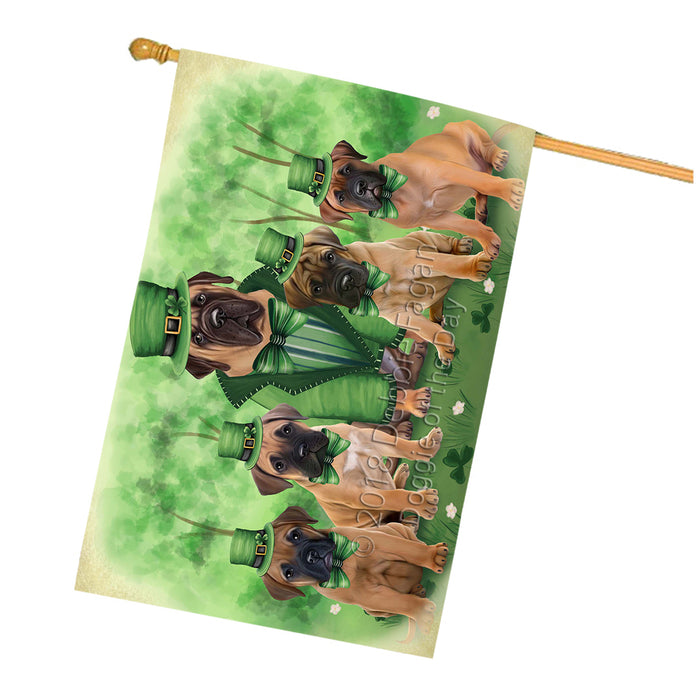 St. Patricks Day Irish Family Portrait Bullmastiffs Dog House Flag FLG48721