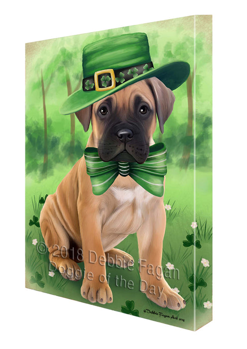 St. Patricks Day Irish Portrait Bullmastiff Dog Canvas Wall Art CVS54426