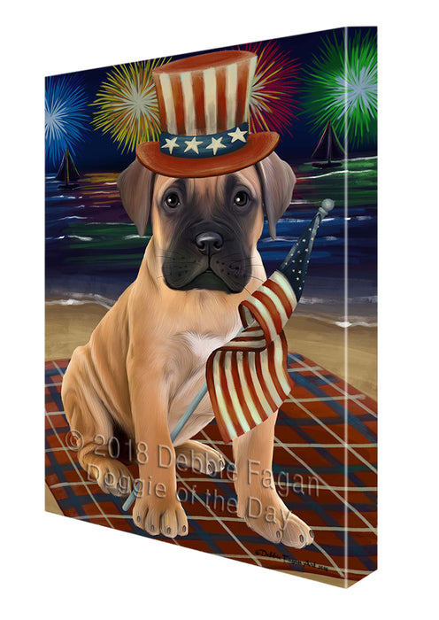 4th of July Independence Day Firework Bullmastiff Dog Canvas Wall Art CVS55353