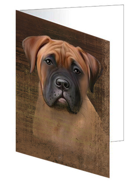Rustic Bullmastiff Dog Handmade Artwork Assorted Pets Greeting Cards and Note Cards with Envelopes for All Occasions and Holiday Seasons GCD55151