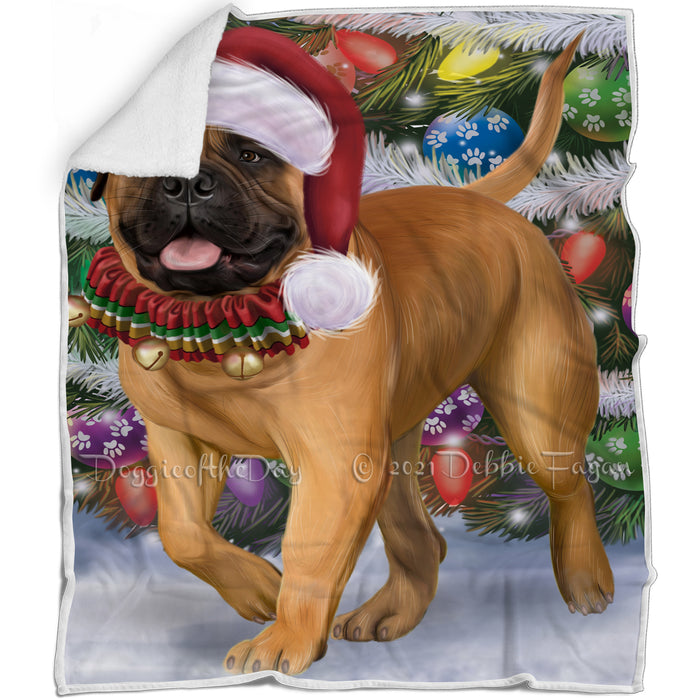 Trotting in the Snow Bullmastiff Dog Blanket BLNKT131007