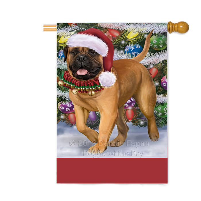 Personalized Trotting in the Snow Bullmastiff Dog Custom House Flag FLG-DOTD-A60747
