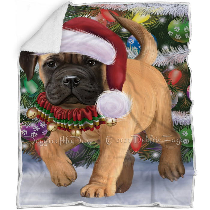 Trotting in the Snow Bullmastiff Dog Blanket BLNKT131016