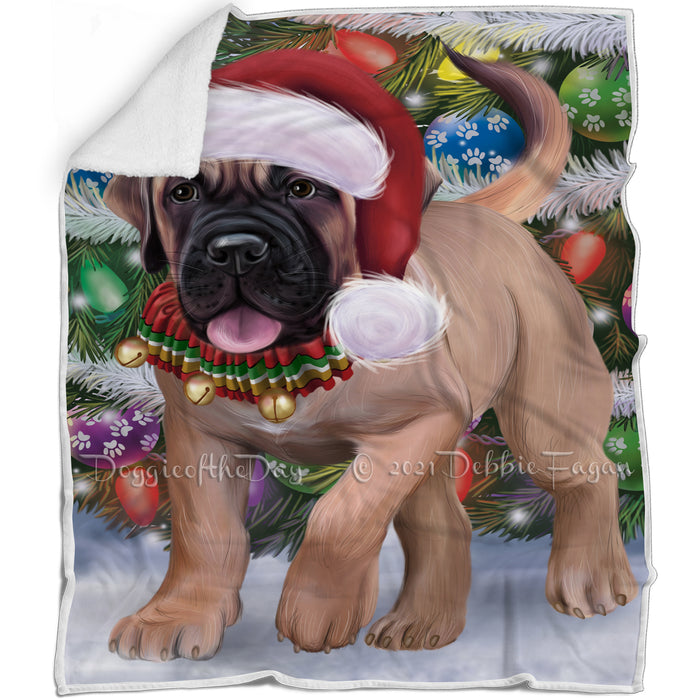 Trotting in the Snow Bullmastiff Dog Blanket BLNKT131025