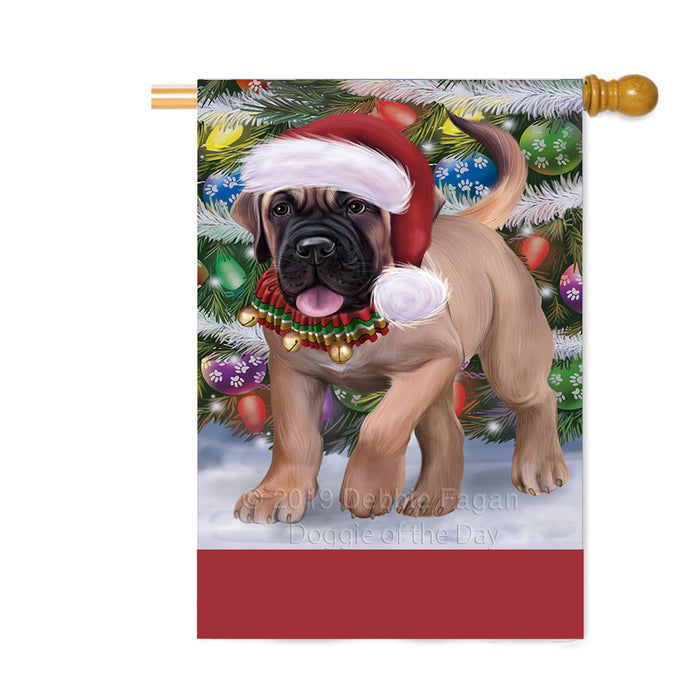 Personalized Trotting in the Snow Bullmastiff Dog Custom House Flag FLG-DOTD-A60748