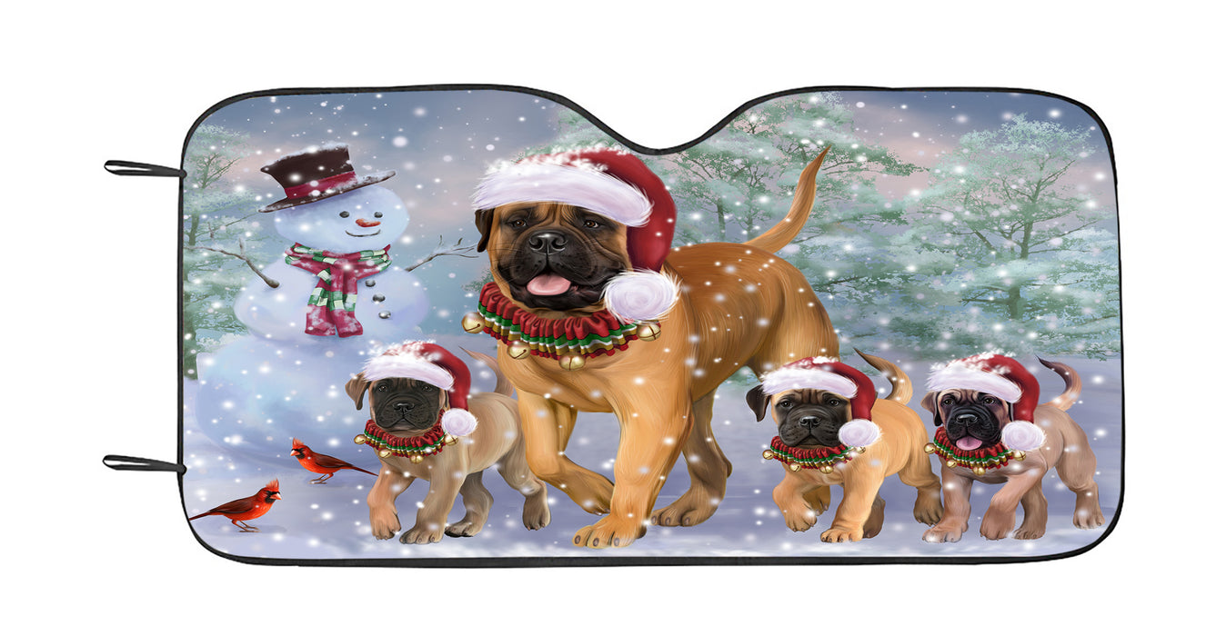 Christmas Running Family Bullmastiff Dogs Car Sun Shade