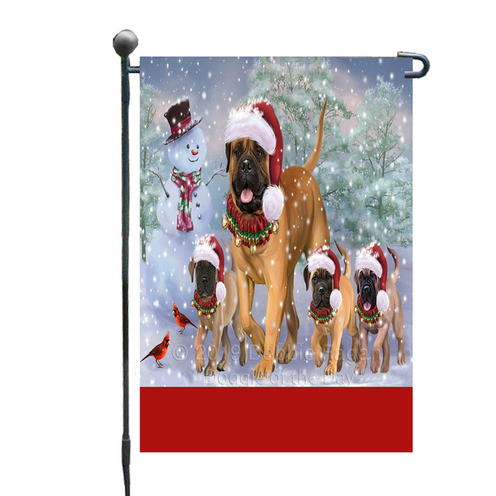 Personalized Christmas Running Family Bullmastiff Dogs Custom Garden Flags GFLG-DOTD-A60323