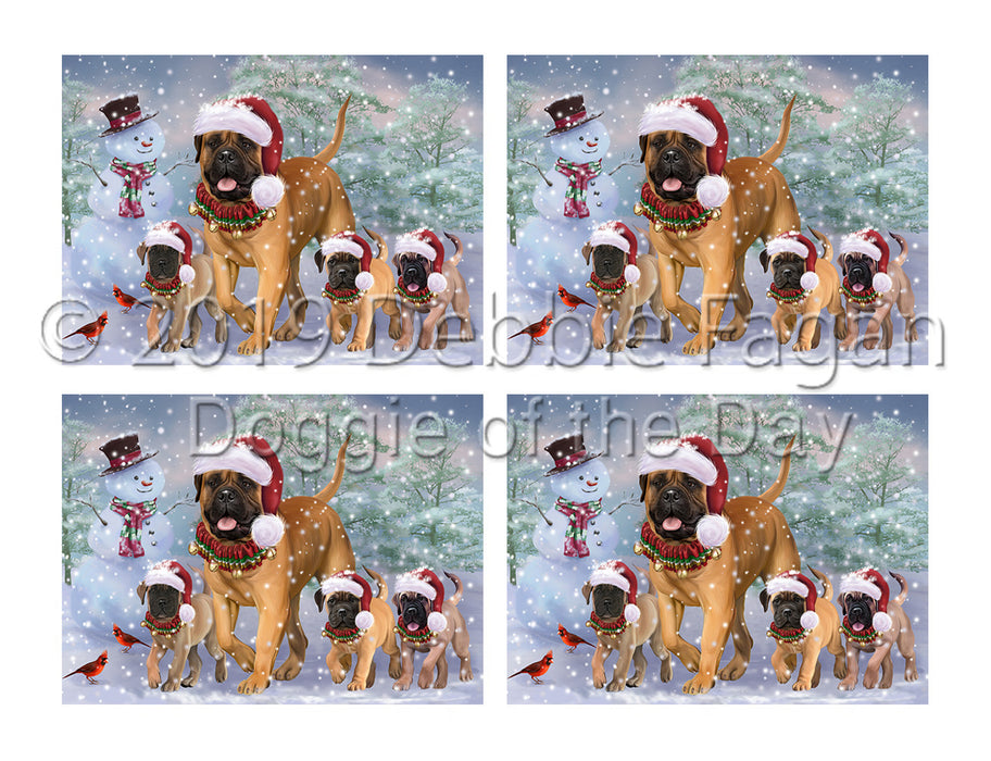 Christmas Running Fammily Bullmastiff Dogs Placemat