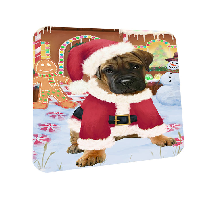 Christmas Gingerbread House Candyfest Bullmastiff Dog Coasters Set of 4 CST56182