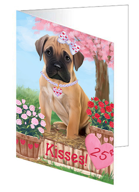 Rosie 25 Cent Kisses Bullmastiff Dog Handmade Artwork Assorted Pets Greeting Cards and Note Cards with Envelopes for All Occasions and Holiday Seasons GCD73790