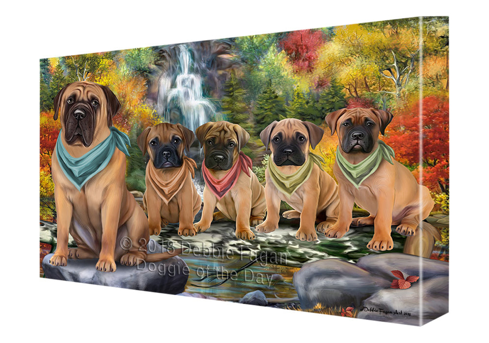 Scenic Waterfall Bullmastiffs Dog Canvas Print Wall Art Décor CVS83897