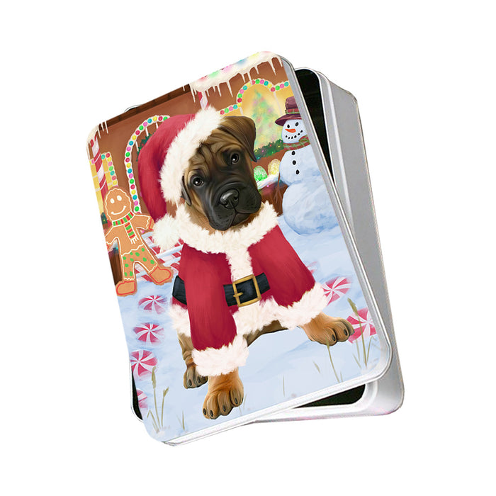 Christmas Gingerbread House Candyfest Bullmastiff Dog Photo Storage Tin PITN56143