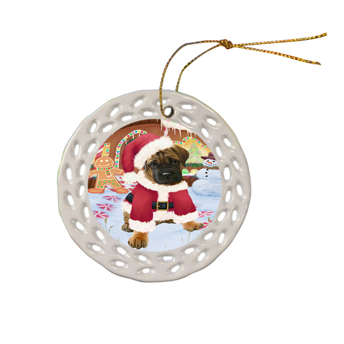 Christmas Gingerbread House Candyfest Bullmastiff Dog Ceramic Doily Ornament DPOR56580