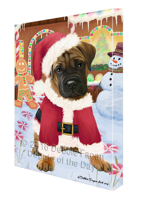 Christmas Gingerbread House Candyfest Bullmastiff Dog Canvas Print Wall Art Décor CVS128240