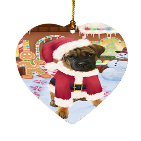 Christmas Gingerbread House Candyfest Bullmastiff Dog Heart Christmas Ornament HPOR56580