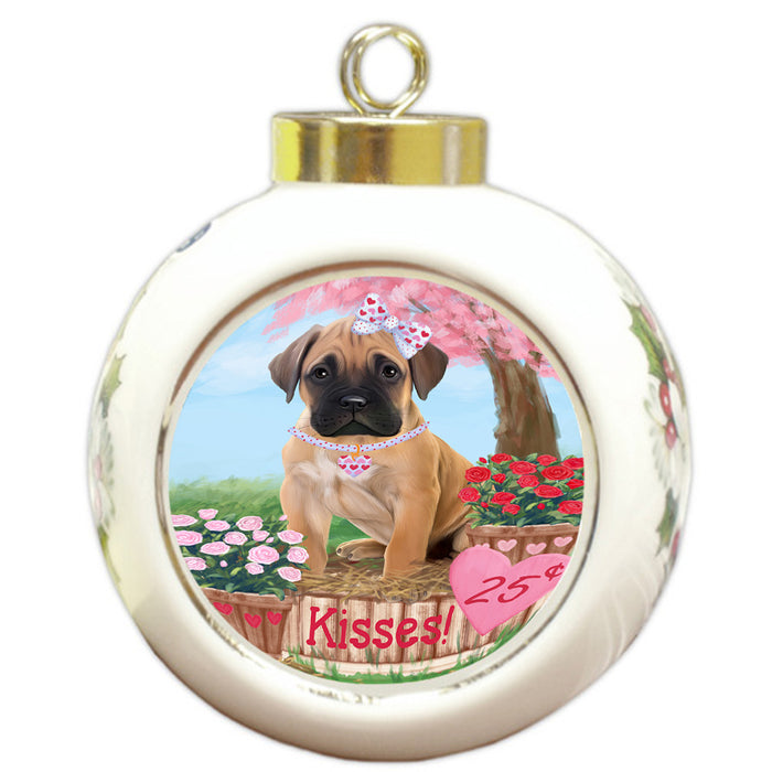 Rosie 25 Cent Kisses Bullmastiff Dog Round Ball Christmas Ornament RBPOR56781