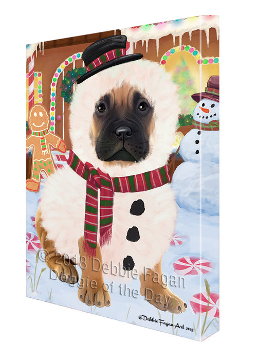 Christmas Gingerbread House Candyfest Bullmastiff Dog Canvas Print Wall Art Décor CVS128249