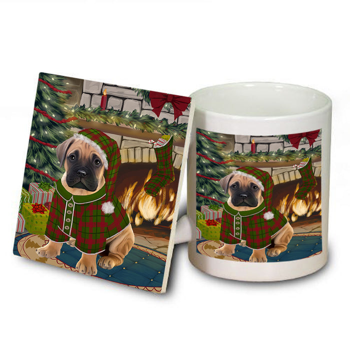 The Stocking was Hung Bullmastiff Dog Mug and Coaster Set MUC55249