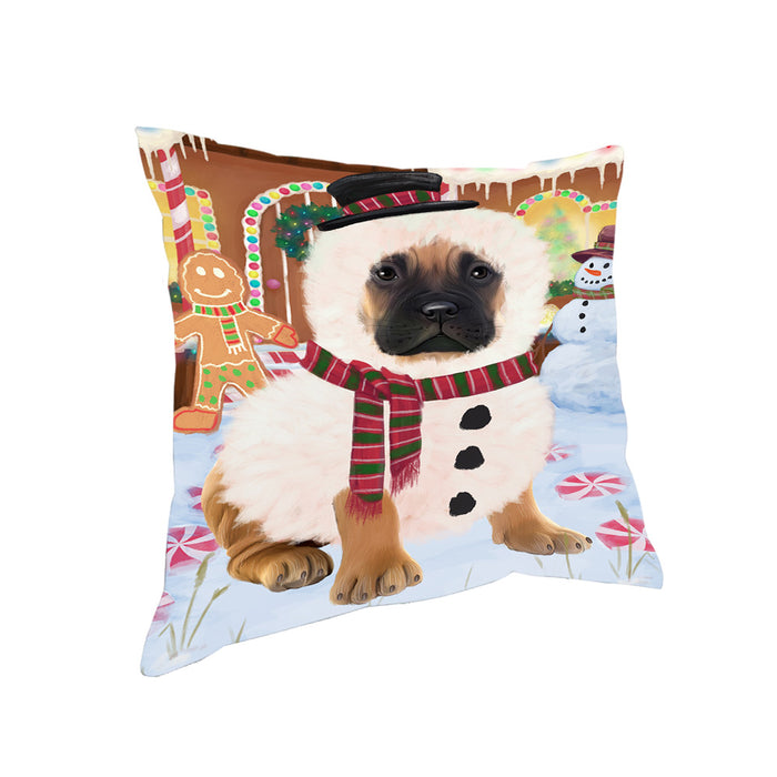 Christmas Gingerbread House Candyfest Bullmastiff Dog Pillow PIL79192