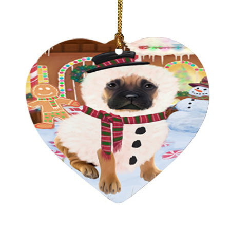 Christmas Gingerbread House Candyfest Bullmastiff Dog Heart Christmas Ornament HPOR56581