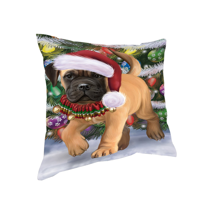 Trotting in the Snow Bullmastiff Dog Pillow PIL80892