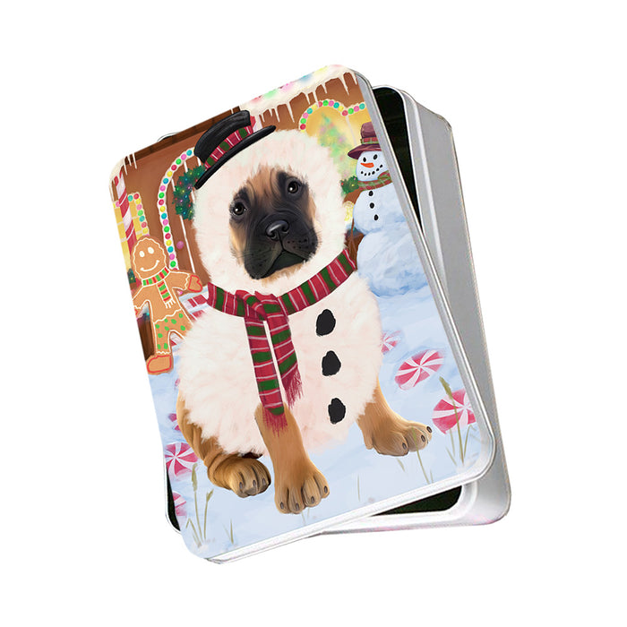 Christmas Gingerbread House Candyfest Bullmastiff Dog Photo Storage Tin PITN56144