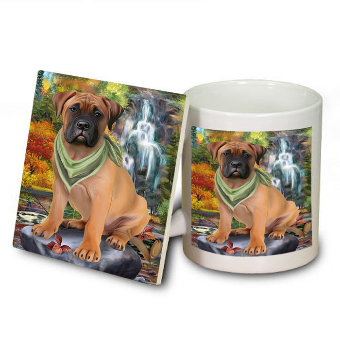 Scenic Waterfall Bullmastiff Dog Mug and Coaster Set MUC51841
