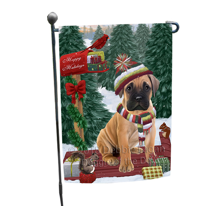 Merry Christmas Woodland Sled Bullmastiff Dog Garden Flag GFLG55174