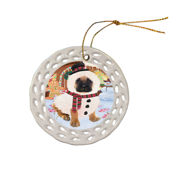 Christmas Gingerbread House Candyfest Bullmastiff Dog Ceramic Doily Ornament DPOR56581