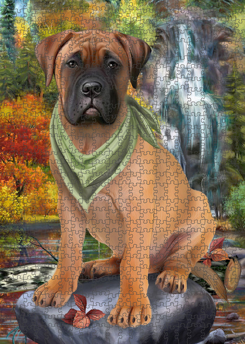 Scenic Waterfall Bullmastiff Dog Puzzle with Photo Tin PUZL59634