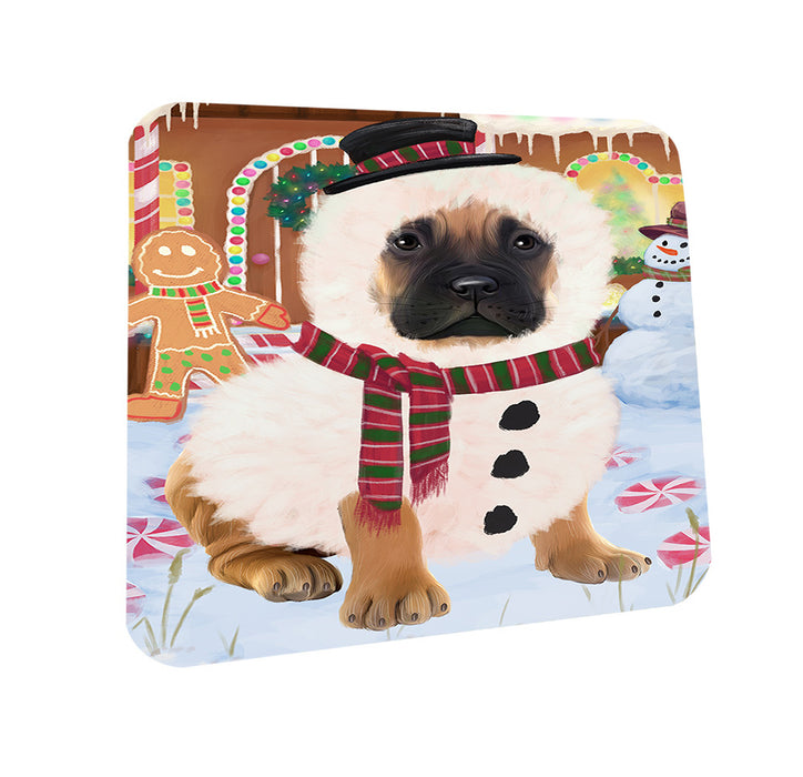 Christmas Gingerbread House Candyfest Bullmastiff Dog Coasters Set of 4 CST56183