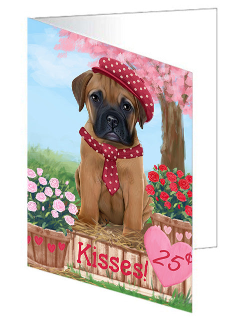 Rosie 25 Cent Kisses Bullmastiff Dog Handmade Artwork Assorted Pets Greeting Cards and Note Cards with Envelopes for All Occasions and Holiday Seasons GCD73793