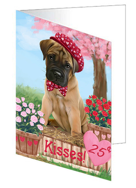 Rosie 25 Cent Kisses Bullmastiff Dog Handmade Artwork Assorted Pets Greeting Cards and Note Cards with Envelopes for All Occasions and Holiday Seasons GCD73796