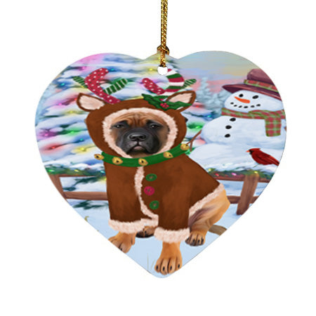 Christmas Gingerbread House Candyfest Bullmastiff Dog Heart Christmas Ornament HPOR56582