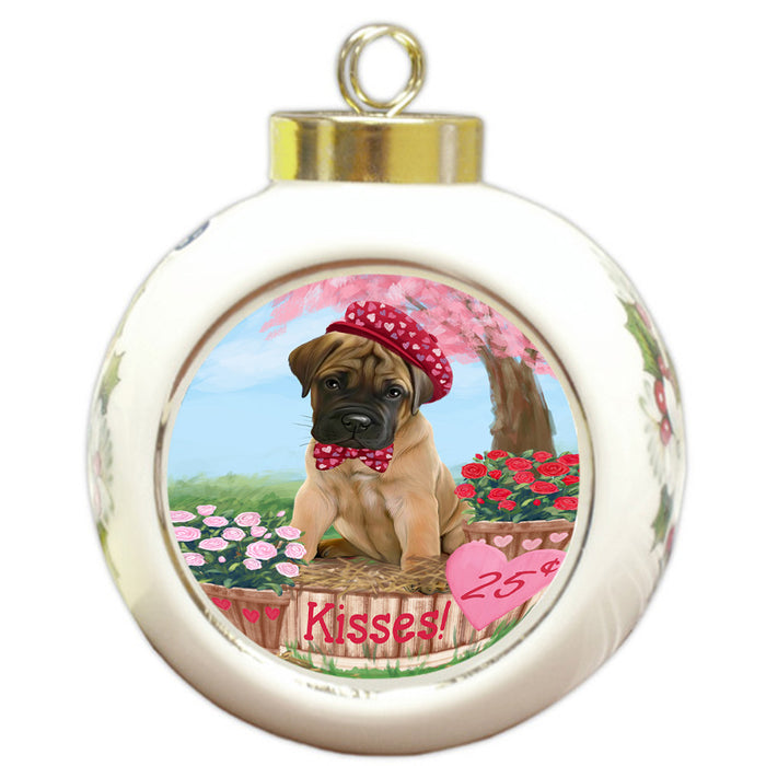 Rosie 25 Cent Kisses Bullmastiff Dog Round Ball Christmas Ornament RBPOR56783