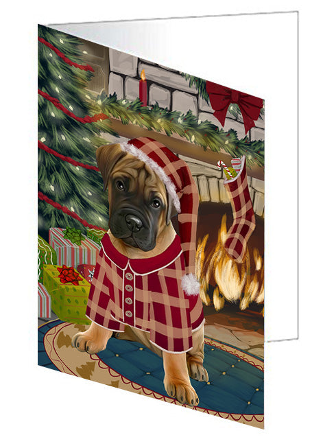 The Stocking was Hung Bulldog Handmade Artwork Assorted Pets Greeting Cards and Note Cards with Envelopes for All Occasions and Holiday Seasons GCD70274