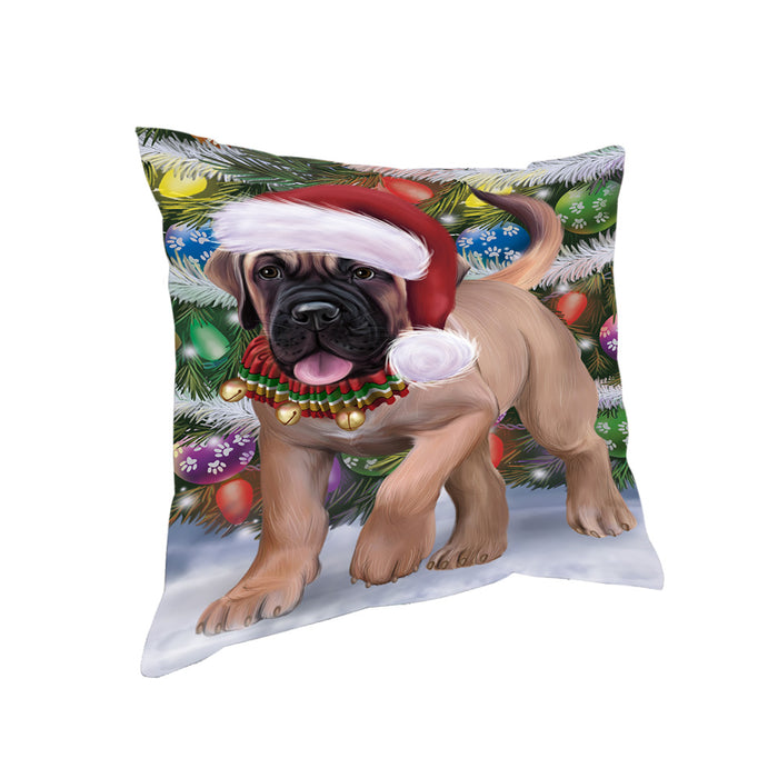 Trotting in the Snow Bullmastiff Dog Pillow PIL80896