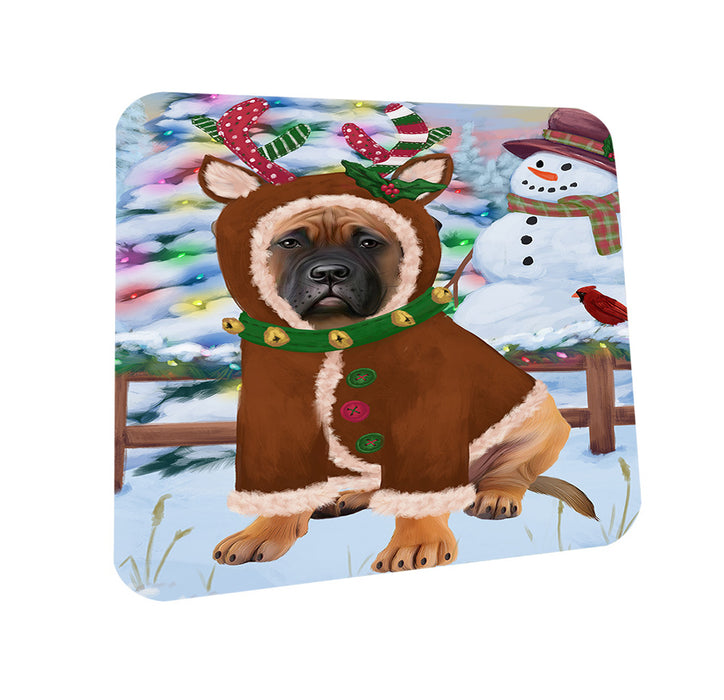 Christmas Gingerbread House Candyfest Bullmastiff Dog Coasters Set of 4 CST56184