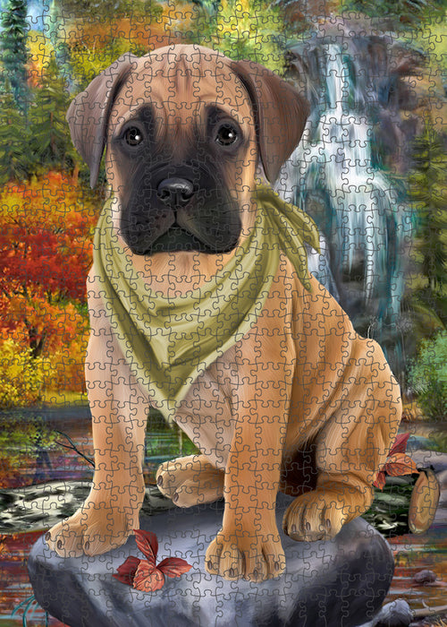 Scenic Waterfall Bullmastiff Dog Puzzle with Photo Tin PUZL59637