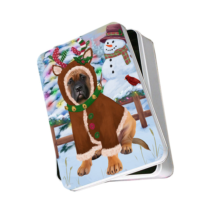 Christmas Gingerbread House Candyfest Bullmastiff Dog Photo Storage Tin PITN56145